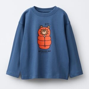 ZARA Blue tshirt with Bear Print